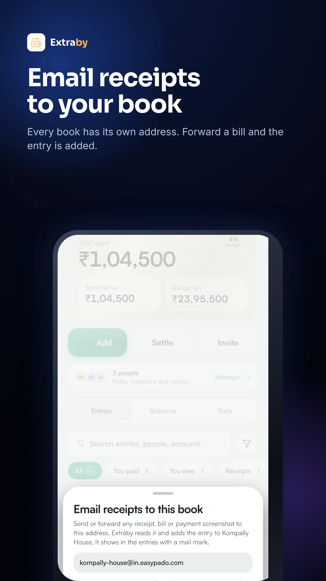Email receipts to a book
